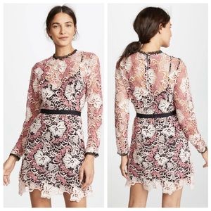 La Maison TALULAH The Passion long sleeve mini dress lace overlay pink size M